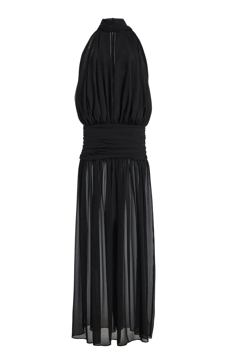 DE LA VALI Cruz Crepe Tie-Neck Maxi Dress | Thumbnail 7 DE LA VALI Cruz Crepe Tie-Neck Maxi Dress | Thumbnail 7