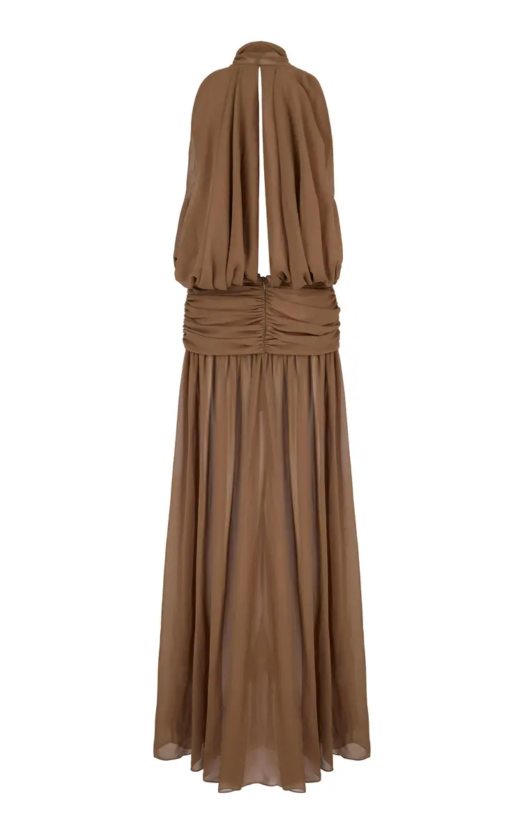 DE LA VALI Cruz Crepe Tie-Neck Maxi Dress | Image 1 DE LA VALI Cruz Crepe Tie-Neck Maxi Dress | Image 1