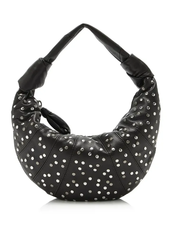 Mini Fortune Croissant Studded Leather Hobo Bag Mini Fortune Croissant Studded Leather Hobo Bag