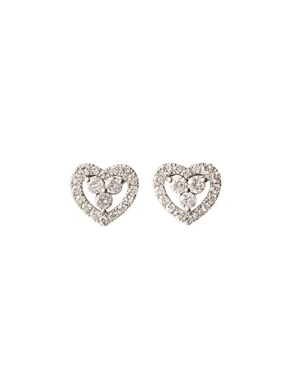 0.90ct Diamond 18K Gold Heart Stud Earrings