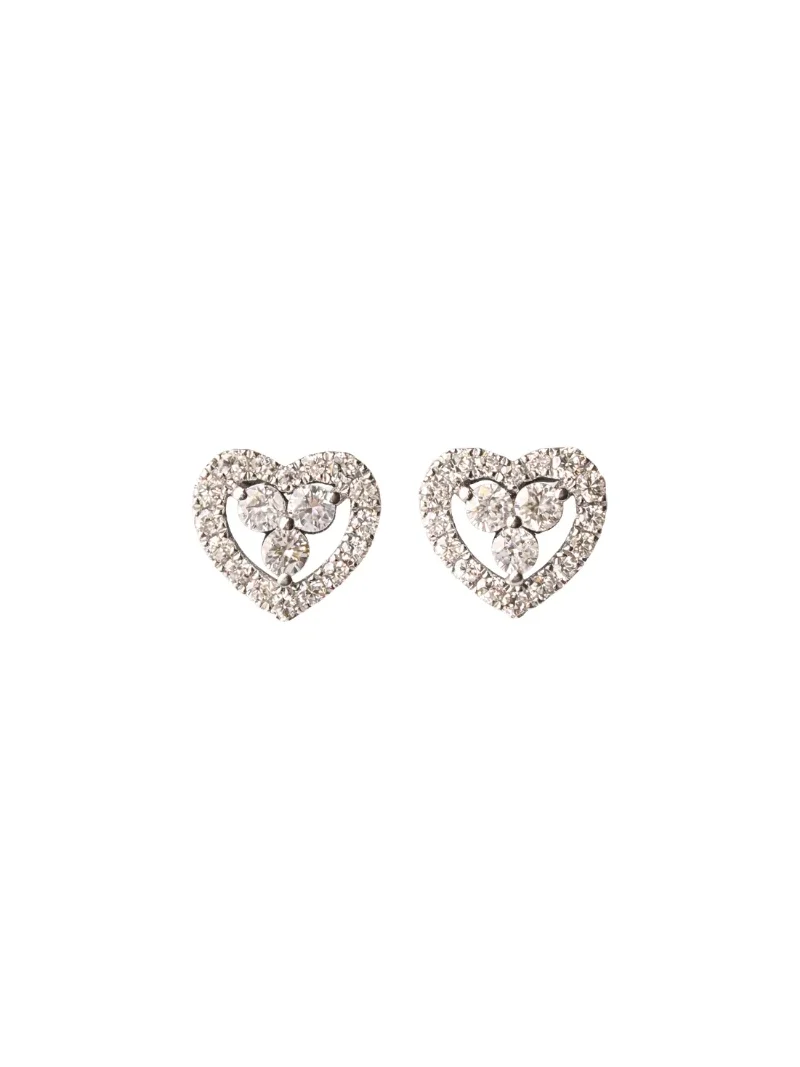 0.90ct Diamond 18K Gold Heart Stud Earrings