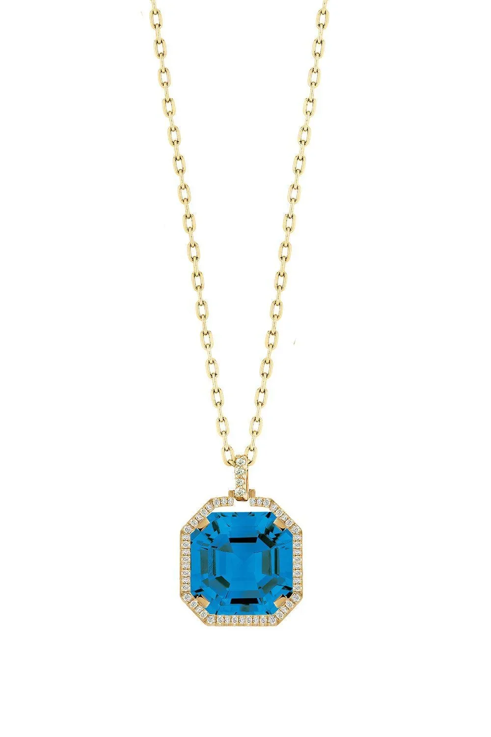 London Blue Topaz Asscher Gossip Pendant Necklace London Blue Topaz Asscher Gossip Pendant Necklace