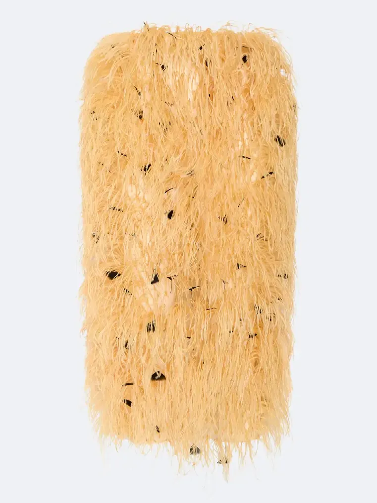 Lapointe Multi Feather Embroidery High Waist Skirt