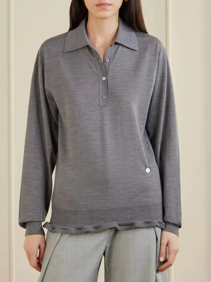 Stella McCartney Ruffled Wool Polo Shirt | Thumbnail 3