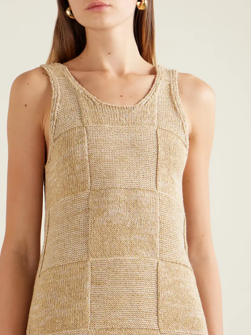 Auralee Paneled Cotton And Linen-blend Knitted Midi Dress | Thumbnail 4