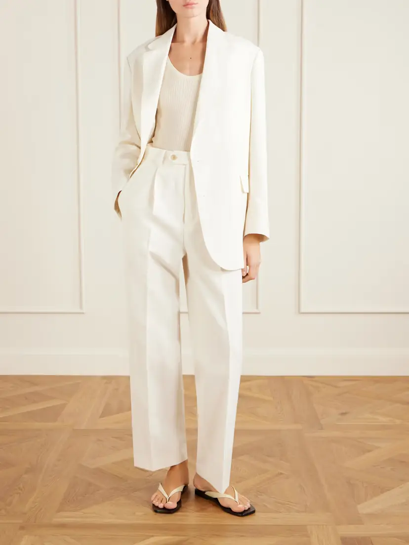 Auralee Oversized Wool, Cotton And Linen-blend Oxford Blazer | Thumbnail 2