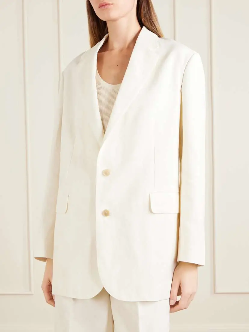 Auralee Oversized Wool, Cotton And Linen-blend Oxford Blazer | Thumbnail 3
