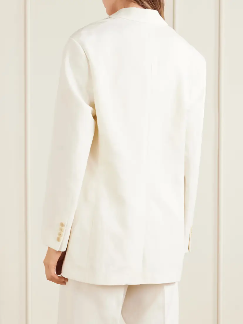 Auralee Oversized Wool, Cotton And Linen-blend Oxford Blazer | Thumbnail 4