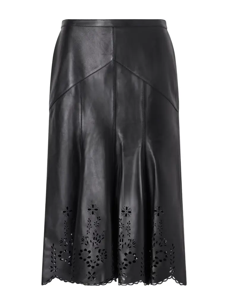 Nisia Laser-cut Leather Midi Skirt Nisia Laser-cut Leather Midi Skirt