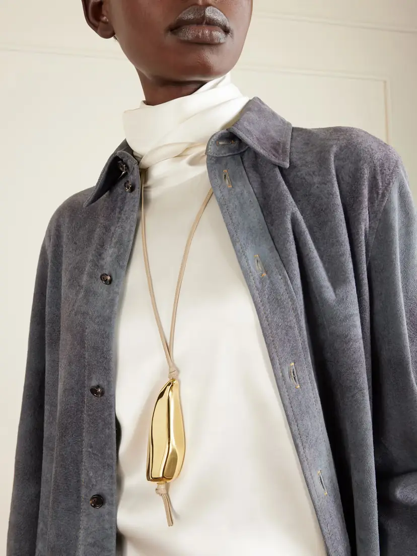 Bottega Veneta Prisma Gold-tone And Leather Necklace | Thumbnail 2