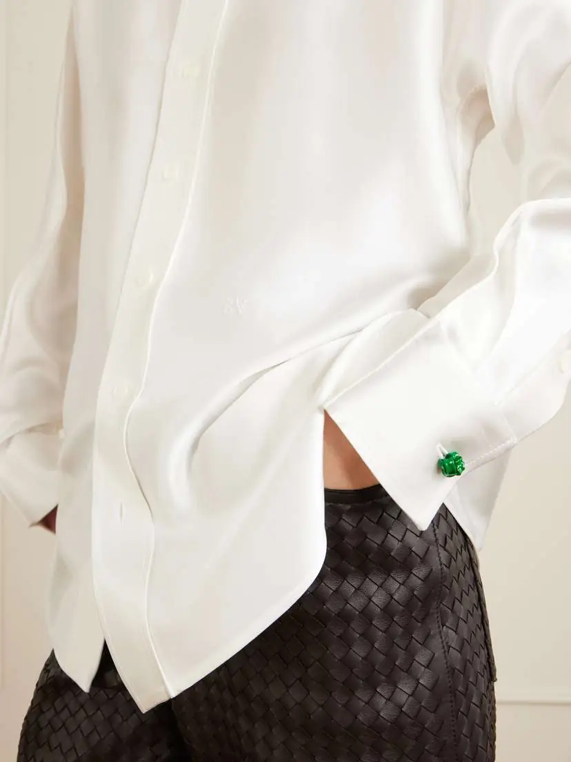 Bottega Veneta Tie-detailed Silk-satin Shirt | Thumbnail 4 Bottega Veneta Tie-detailed Silk-satin Shirt | Thumbnail 4