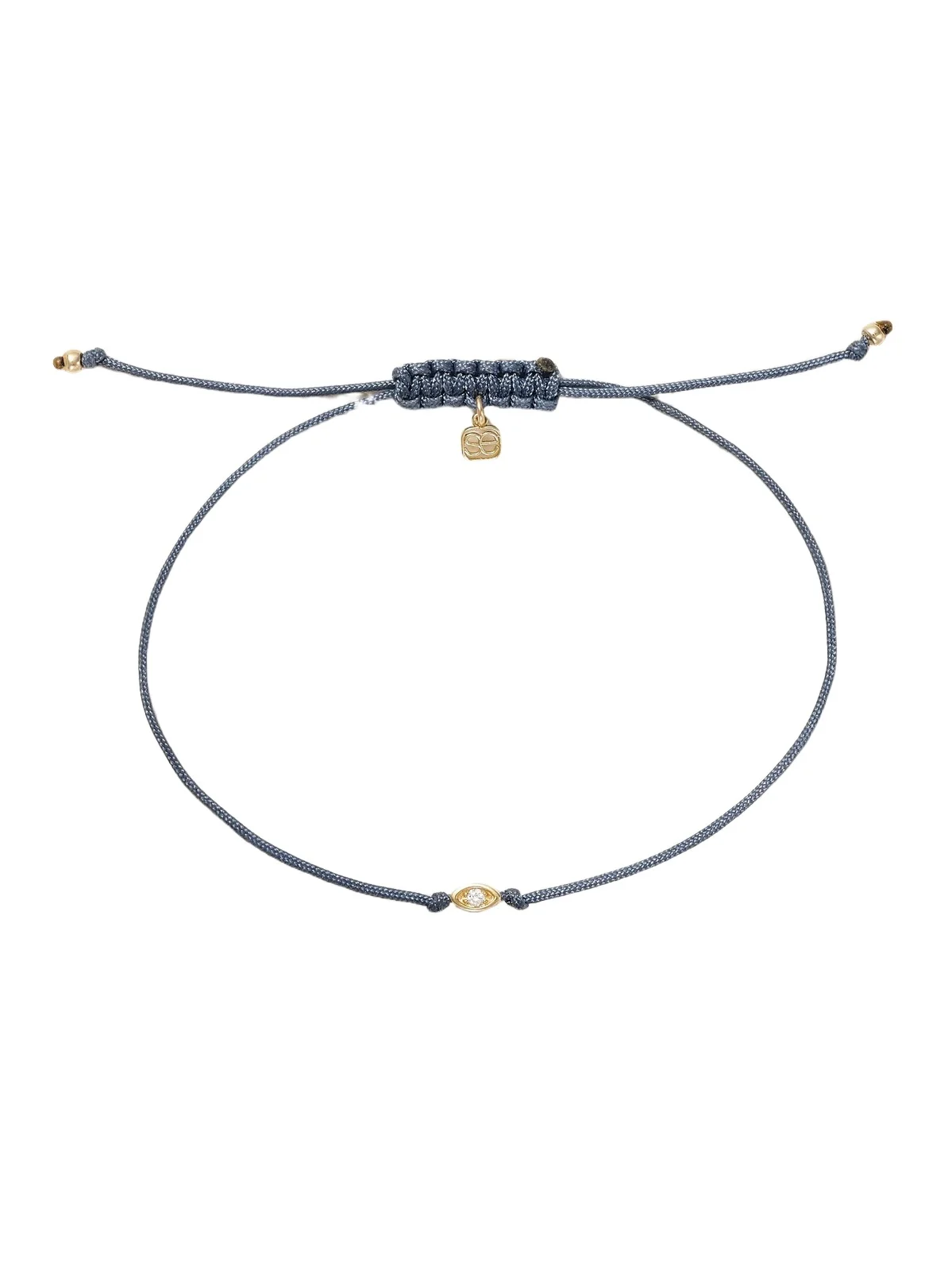 Tiny Evil Eye 14-karat Gold, Cord And Diamond Bracelet