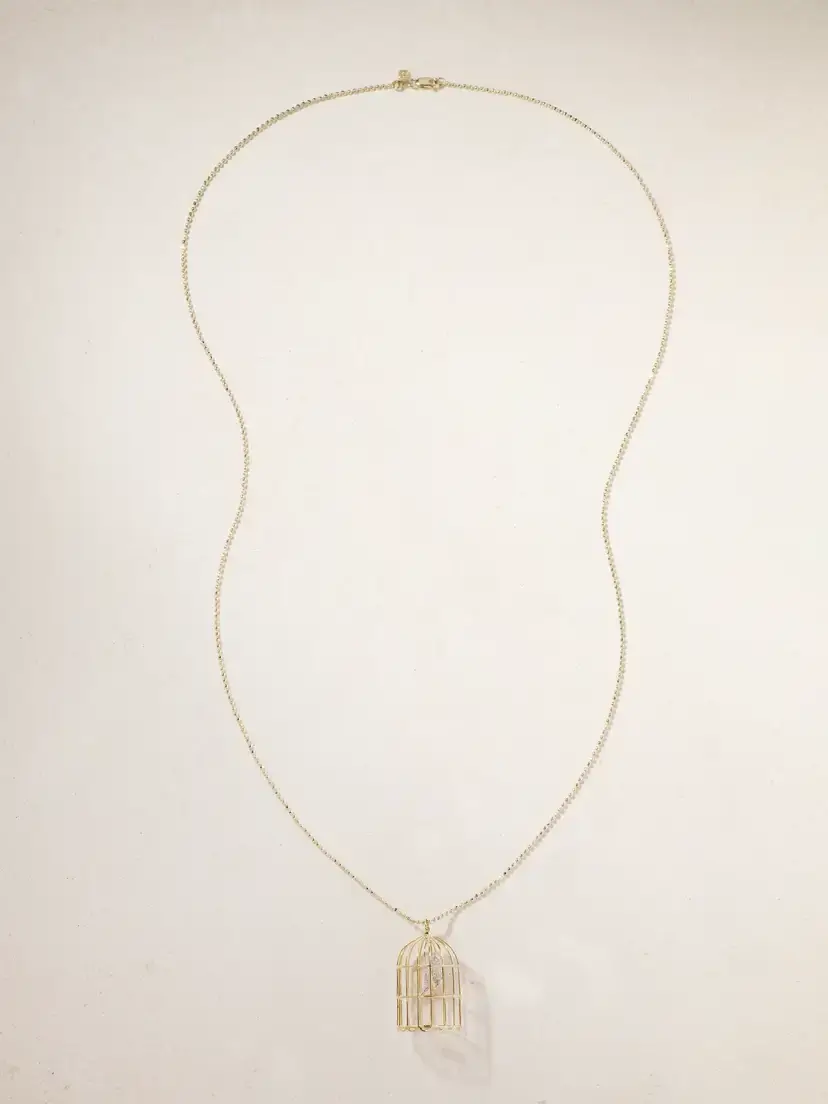 Sydney Evan Caged Albert 14-karat Gold Diamond Necklace | Thumbnail 4