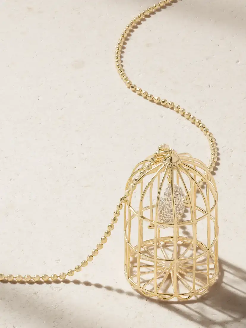Sydney Evan Caged Albert 14-karat Gold Diamond Necklace