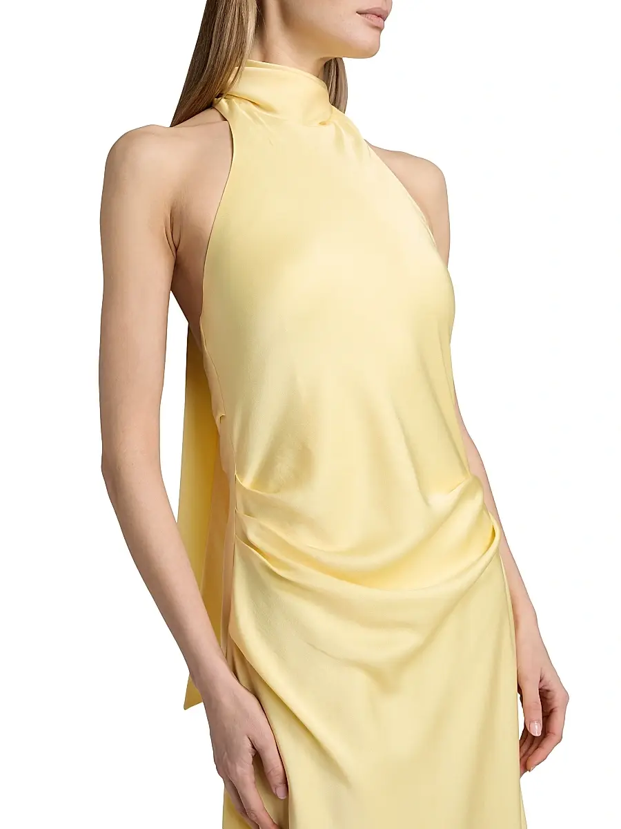 Simkhai Women's Monica Asymmetric Satin Midi-Dress | Thumbnail 6 Simkhai Women's Monica Asymmetric Satin Midi-Dress | Thumbnail 6