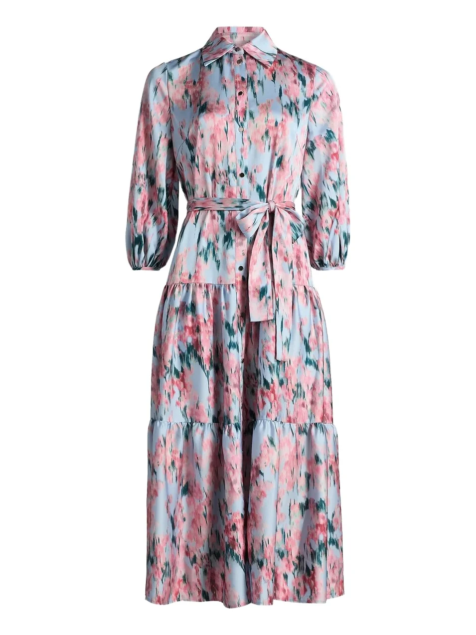 Women's Floral Crepe De Chine Tiered Maxi Dress Women's Floral Crepe De Chine Tiered Maxi Dress