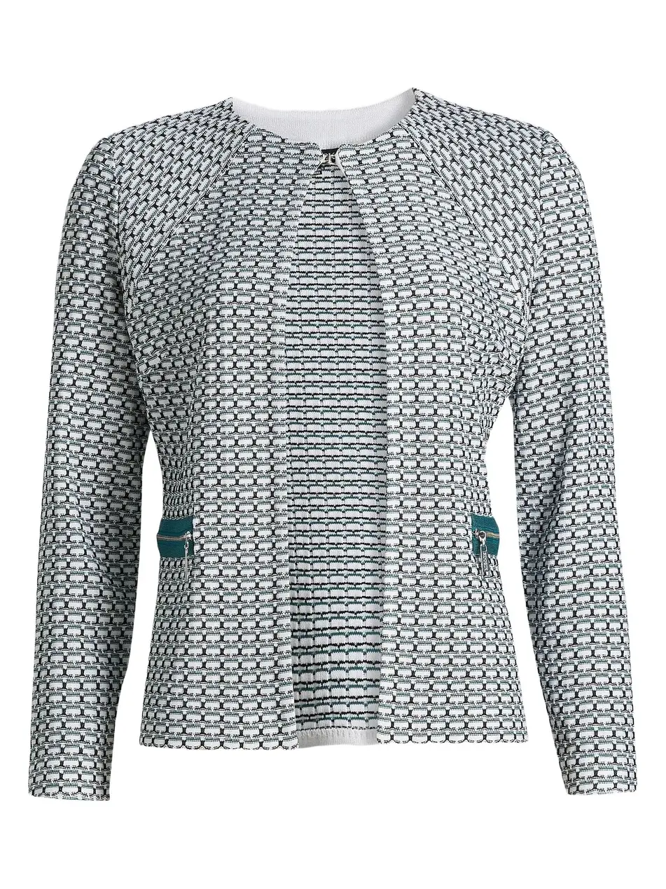 Women's Basketweave Knit Fitted Jacket