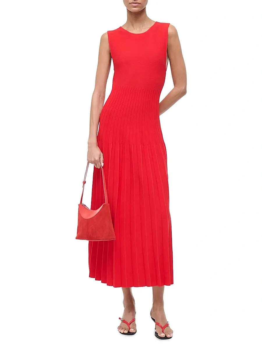 Staud Women's Elyse Pleated Midi-Dress | Thumbnail 2 Staud Women's Elyse Pleated Midi-Dress | Thumbnail 2