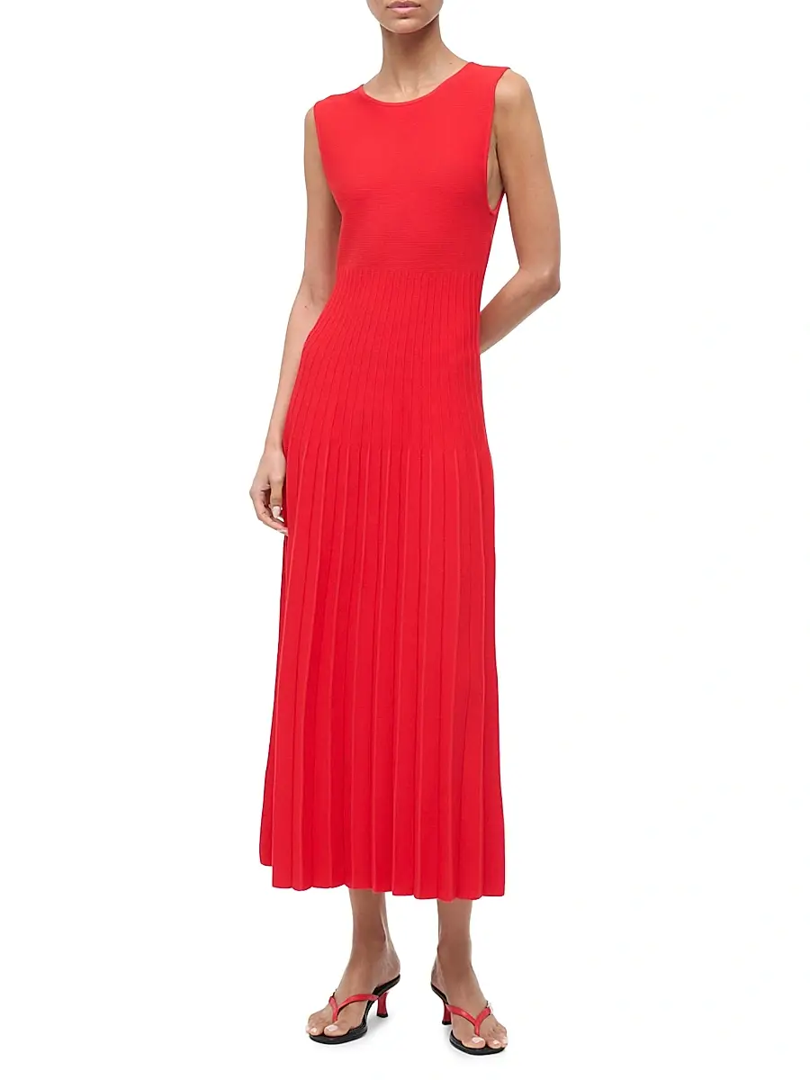 Staud Women's Elyse Pleated Midi-Dress | Thumbnail 3 Staud Women's Elyse Pleated Midi-Dress | Thumbnail 3