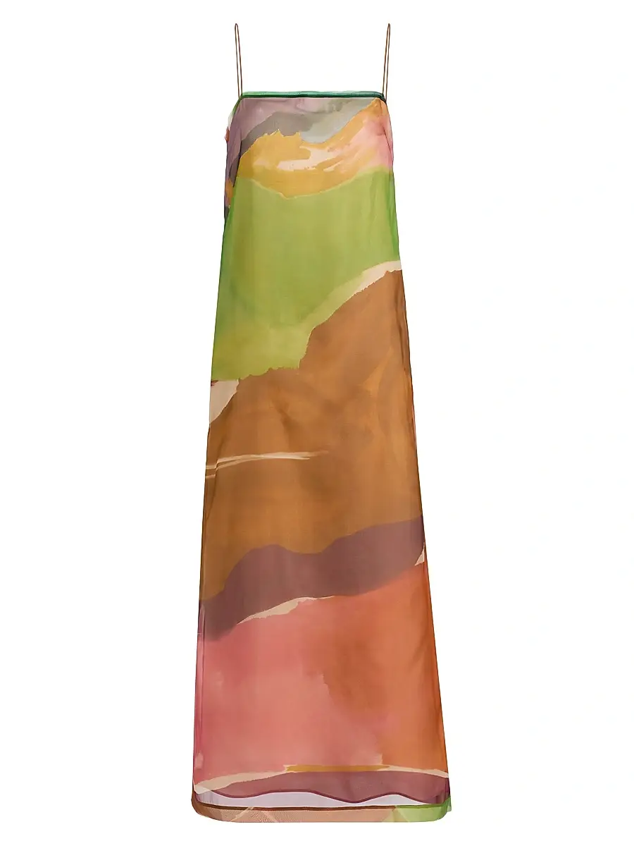 Ulla Johnson Women's Landscape Printed Organza Silk Midi-Dress - Nature Abhors A Vacuum | Image 1 Ulla Johnson Women's Landscape Printed Organza Silk Midi-Dress - Nature Abhors A Vacuum | Image 1