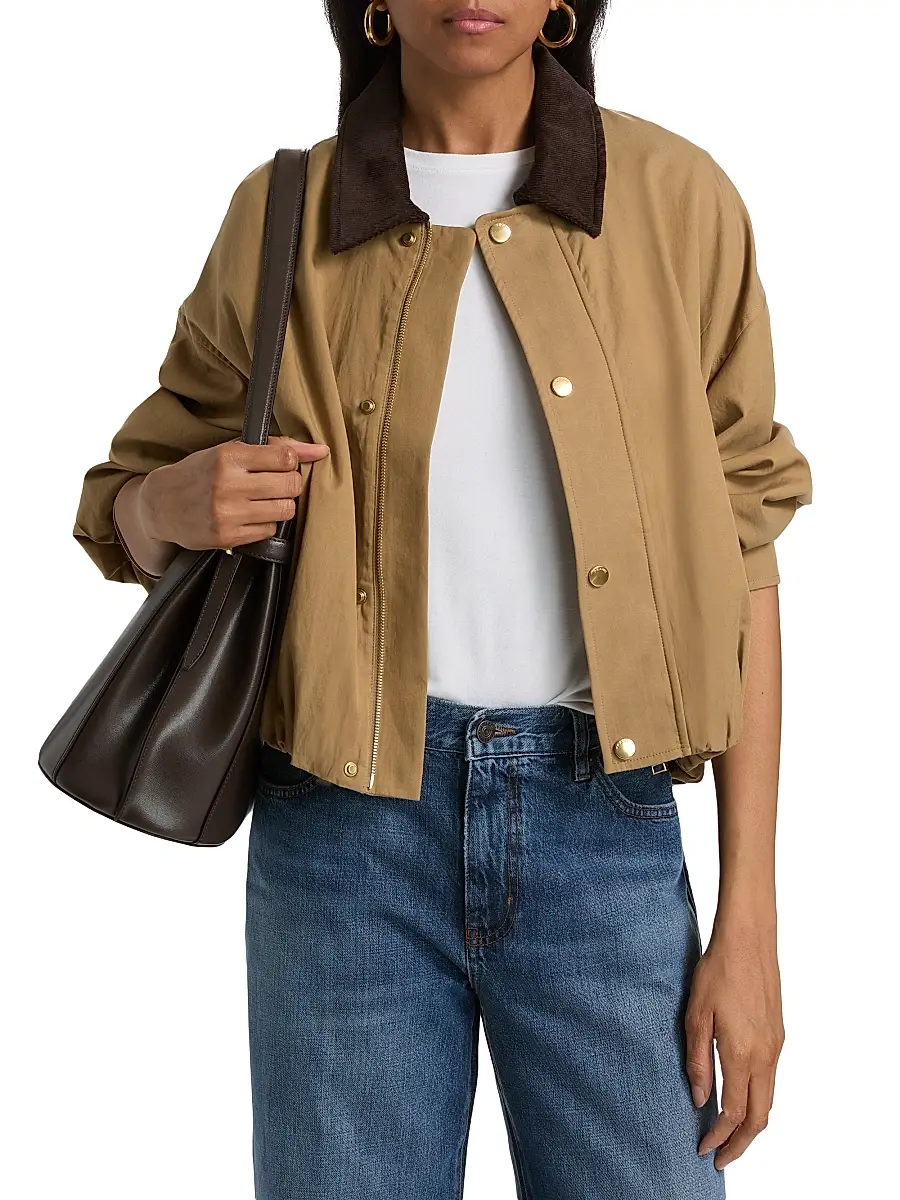 Frame Women's The Cord Bubble-Hem Cotton-Blend Jacket | Thumbnail 3 Frame Women's The Cord Bubble-Hem Cotton-Blend Jacket | Thumbnail 3