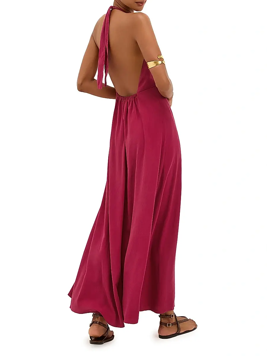 ViX by Paula Hermanny Women's Joy Halterneck Maxi-Dress - Pink | Thumbnail 3