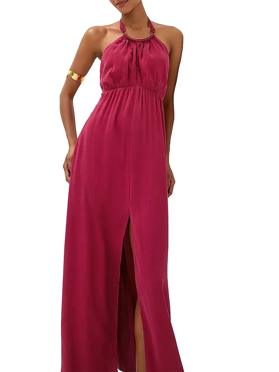 ViX by Paula Hermanny Women's Joy Halterneck Maxi-Dress - Pink | Thumbnail 4