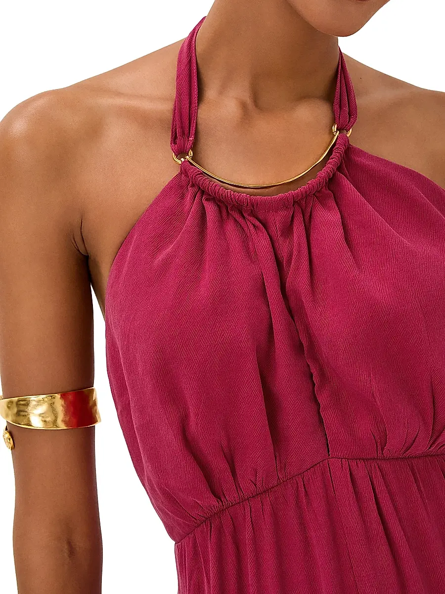 ViX by Paula Hermanny Women's Joy Halterneck Maxi-Dress - Pink | Thumbnail 5