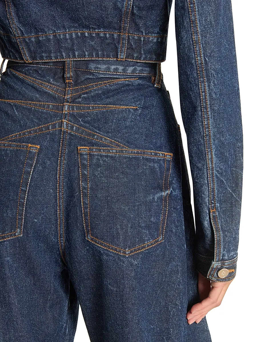 Alaïa Women's Round Contrast-Topstitch Barrel-Leg Jeans | Thumbnail 6 Alaïa Women's Round Contrast-Topstitch Barrel-Leg Jeans | Thumbnail 6
