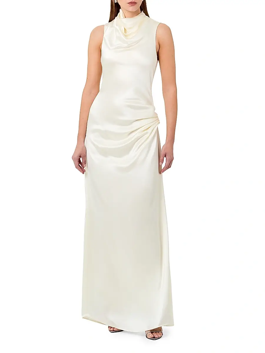 Nicholas the Label Women's Fabiana Cowlneck Satin Maxi Dress | Thumbnail 3 Nicholas the Label Women's Fabiana Cowlneck Satin Maxi Dress | Thumbnail 3