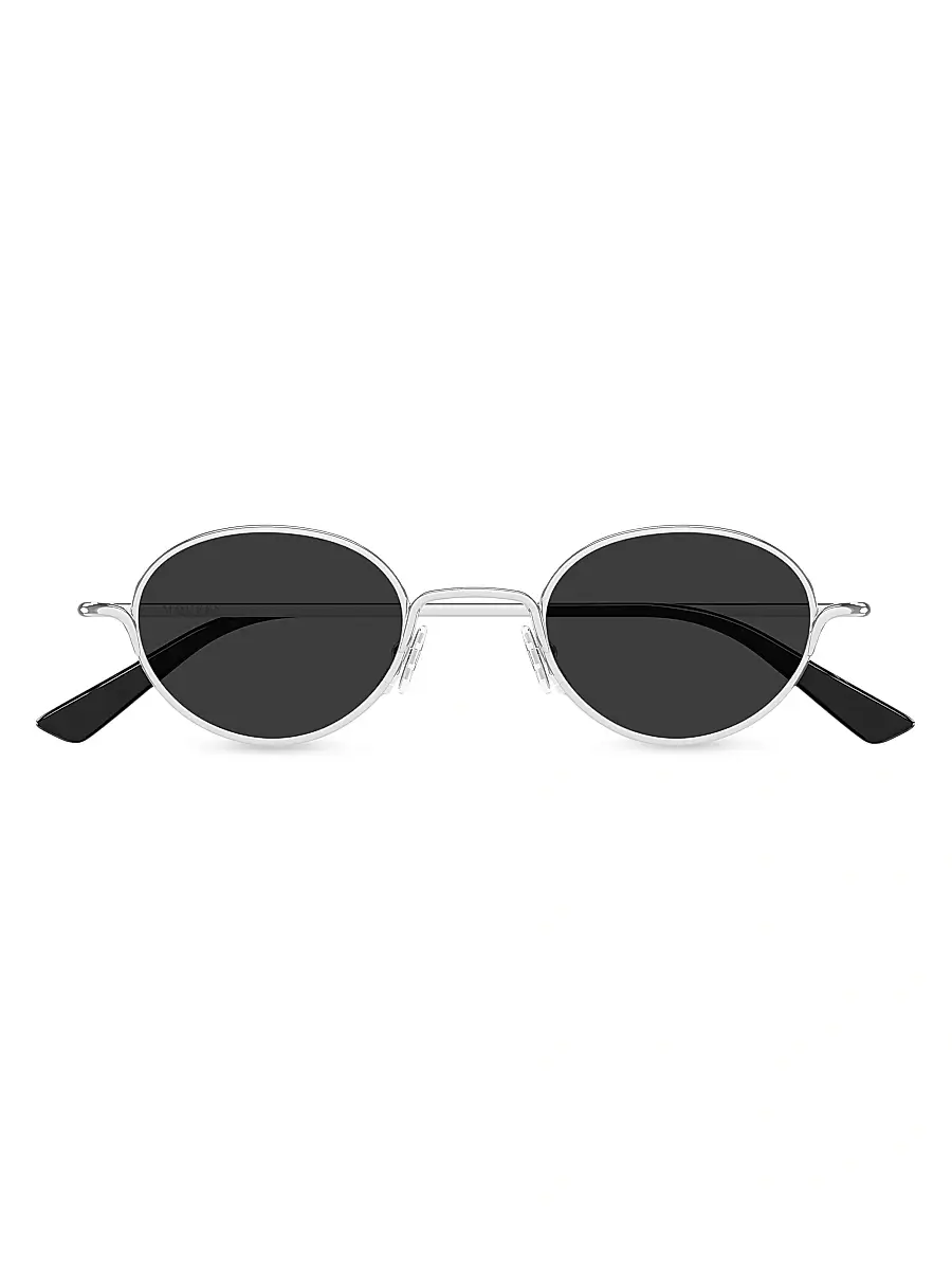 Alexander McQueen Men's Linear 45MM Oval Metal Sunglasses | Thumbnail 2 Alexander McQueen Men's Linear 45MM Oval Metal Sunglasses | Thumbnail 2