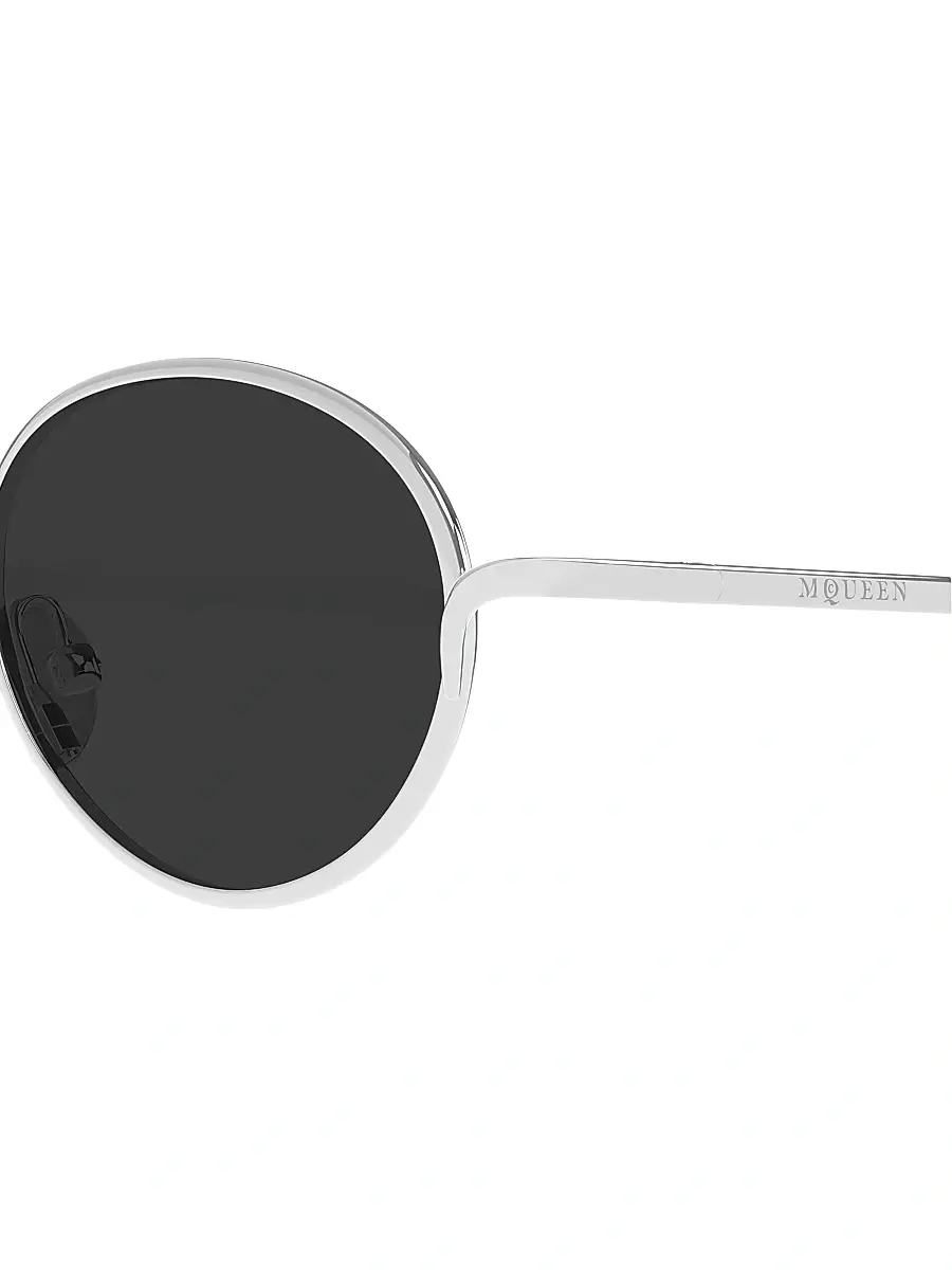 Alexander McQueen Men's Linear 45MM Oval Metal Sunglasses | Thumbnail 3 Alexander McQueen Men's Linear 45MM Oval Metal Sunglasses | Thumbnail 3