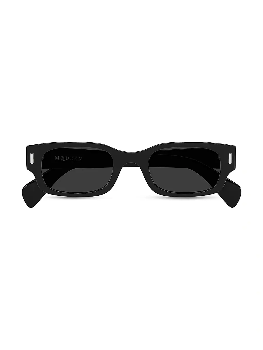 Alexander McQueen Men's T-Bar Rivet 50MM Rectagular Sunglasses | Thumbnail 2