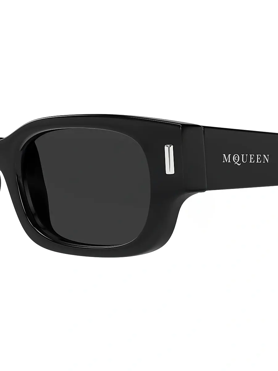 Alexander McQueen Men's T-Bar Rivet 50MM Rectagular Sunglasses | Thumbnail 3