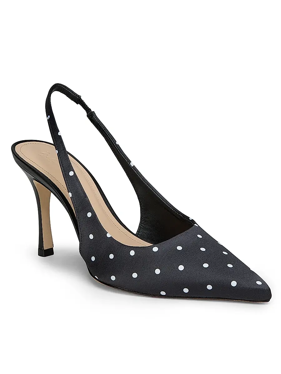22élevé Women's 90MM Polka Dot Satin Slingback Pumps | Thumbnail 2 22élevé Women's 90MM Polka Dot Satin Slingback Pumps | Thumbnail 2
