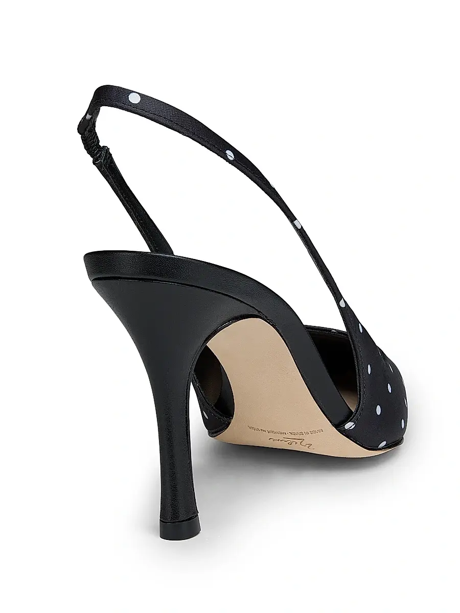 22élevé Women's 90MM Polka Dot Satin Slingback Pumps | Thumbnail 3 22élevé Women's 90MM Polka Dot Satin Slingback Pumps | Thumbnail 3