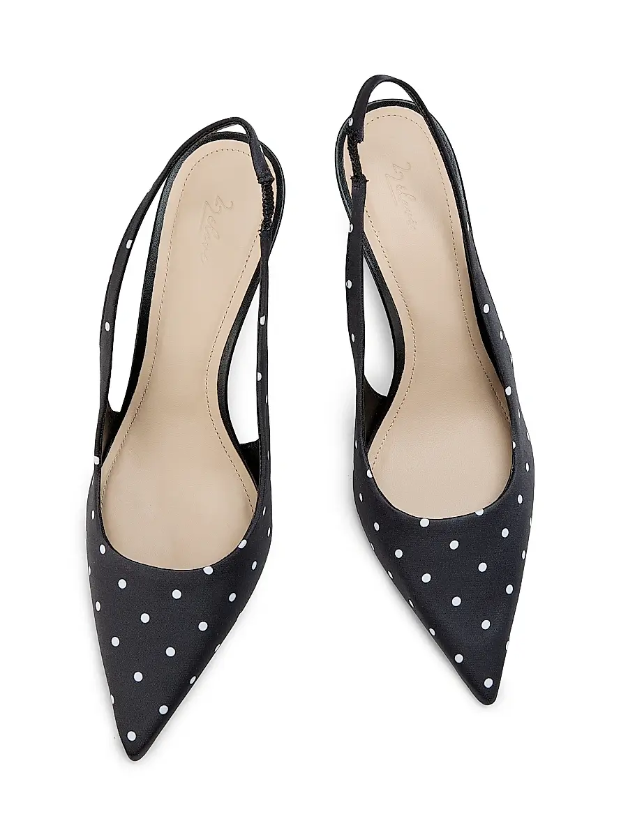 22élevé Women's 90MM Polka Dot Satin Slingback Pumps | Thumbnail 4 22élevé Women's 90MM Polka Dot Satin Slingback Pumps | Thumbnail 4