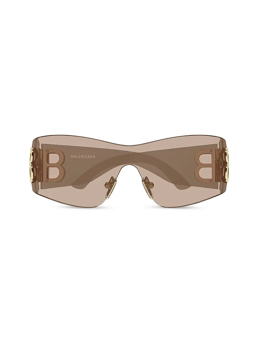 Balenciaga Women's Bossy 99MM Shield Sunglasses - Brown | Thumbnail 2