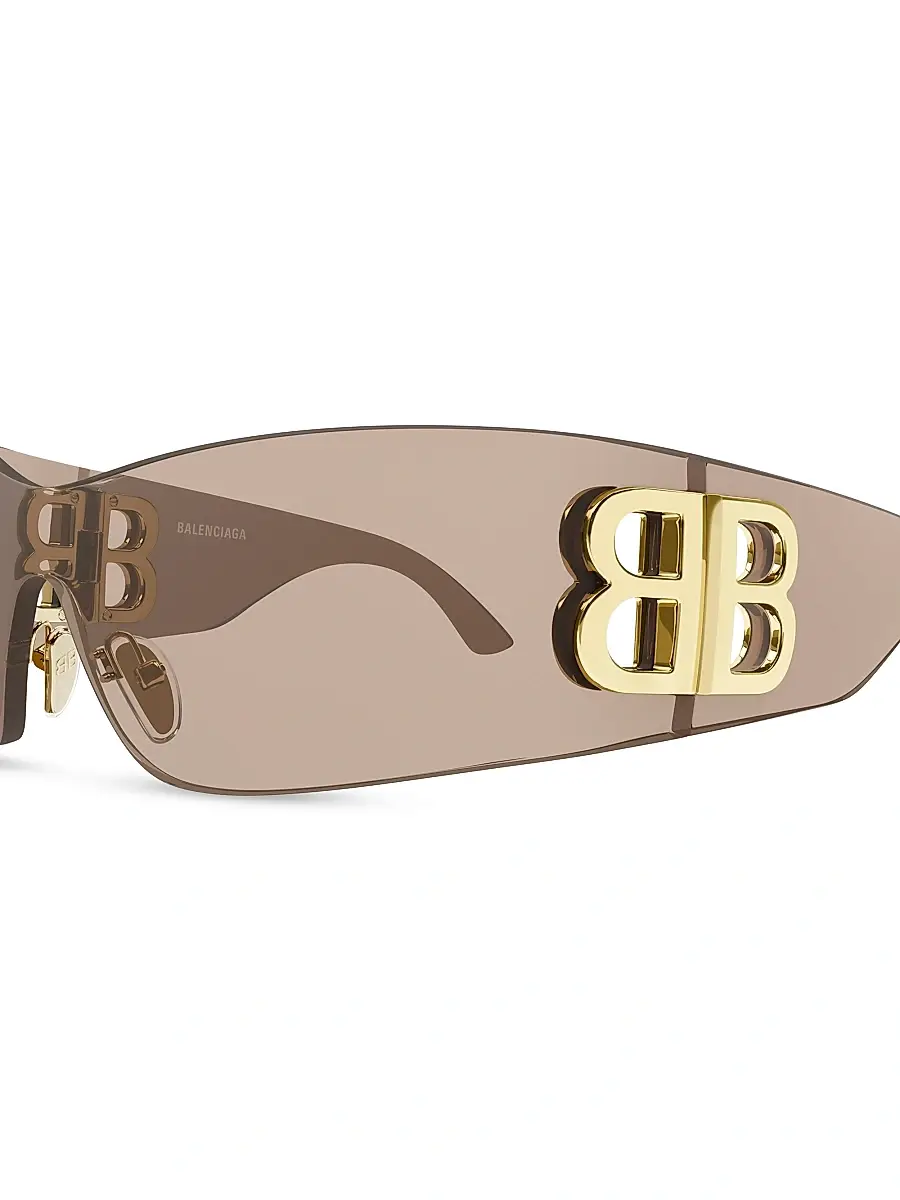 Balenciaga Women's Bossy 99MM Shield Sunglasses - Brown | Thumbnail 3