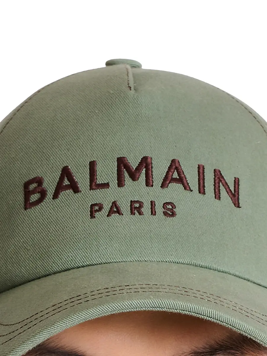 Balmain Men's Logo Embroidered Baseball Cap - Vert Laurier Marron Moyen | Thumbnail 2 Balmain Men's Logo Embroidered Baseball Cap - Vert Laurier Marron Moyen | Thumbnail 2