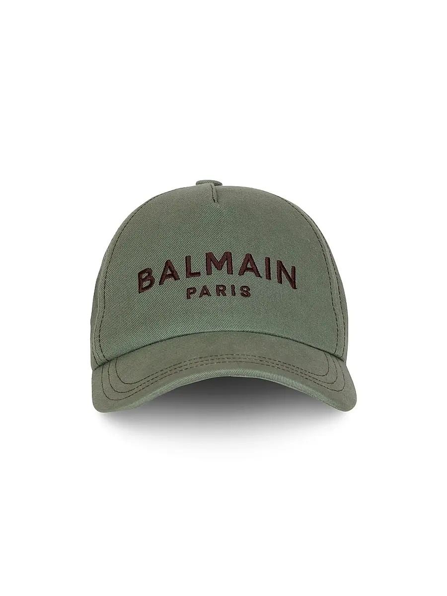 Balmain Men's Logo Embroidered Baseball Cap - Vert Laurier Marron Moyen | Thumbnail 4 Balmain Men's Logo Embroidered Baseball Cap - Vert Laurier Marron Moyen | Thumbnail 4