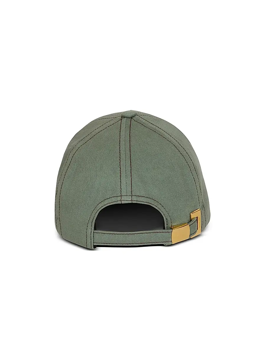 Balmain Men's Logo Embroidered Baseball Cap - Vert Laurier Marron Moyen | Thumbnail 5 Balmain Men's Logo Embroidered Baseball Cap - Vert Laurier Marron Moyen | Thumbnail 5