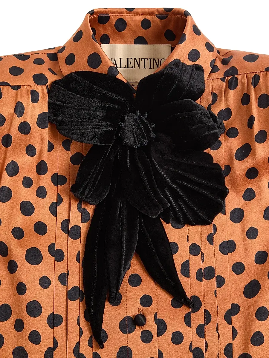 Valentino Women's Crepe Satin Shirt with Plus De Pois Dalmata Print | Thumbnail 6 Valentino Women's Crepe Satin Shirt with Plus De Pois Dalmata Print | Thumbnail 6