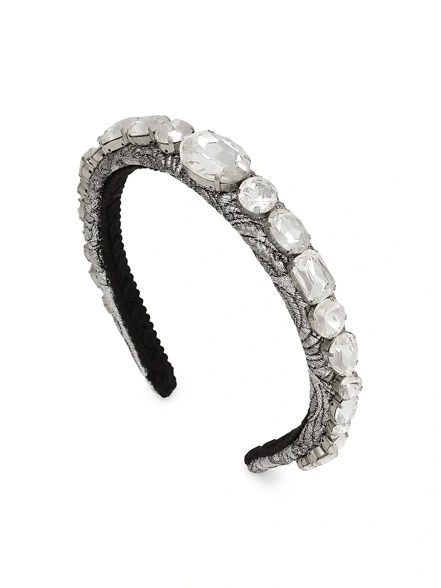Dolce & Gabbana Women's Metallic Jacquard & Crystal Headband | Thumbnail 3 Dolce & Gabbana Women's Metallic Jacquard & Crystal Headband | Thumbnail 3