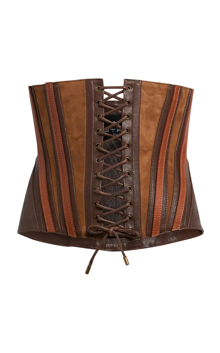 Etro Lace-Up Leather Corset Top