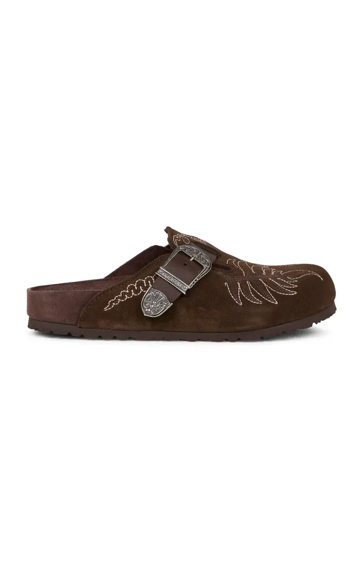 Birkenstock x Etro Boston Embroidered Suede Mules