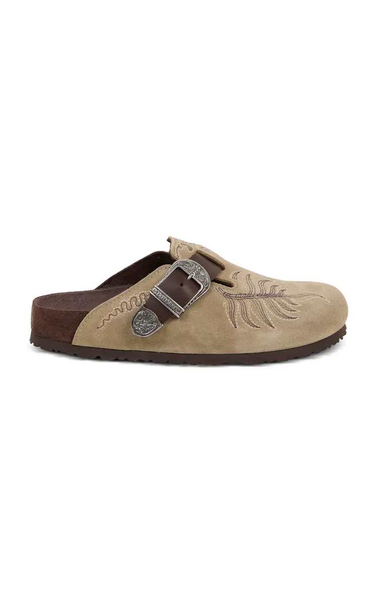 Birkenstock x Etro Boston Embroidered Suede Mules