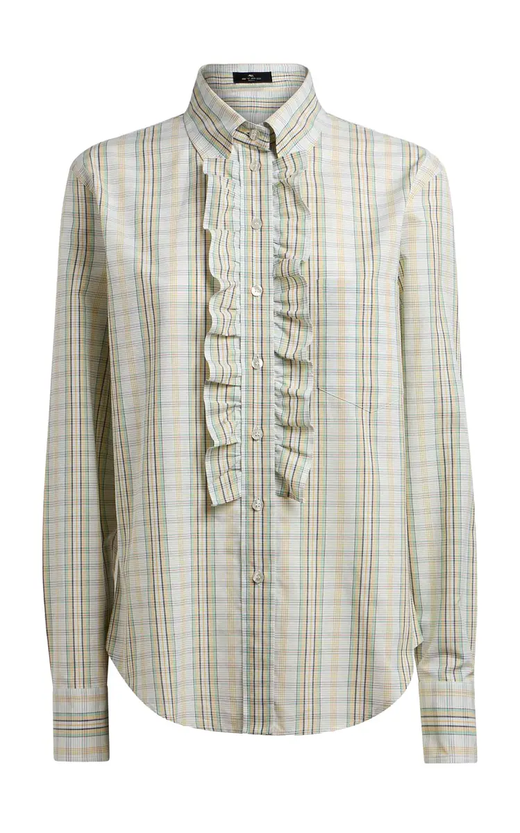 Etro Plaid Ruffled Cotton Shirt