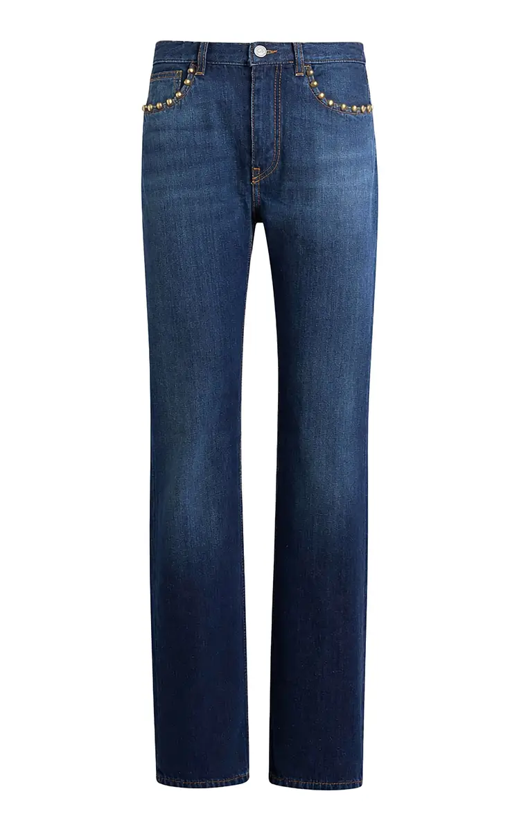 Etro Embellished Rigid Low-Rise Straight-Leg Jeans
