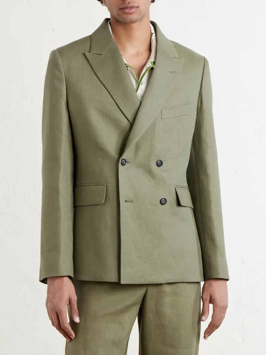 BODE Linen Double-Breasted Blazer - Men | Thumbnail 3